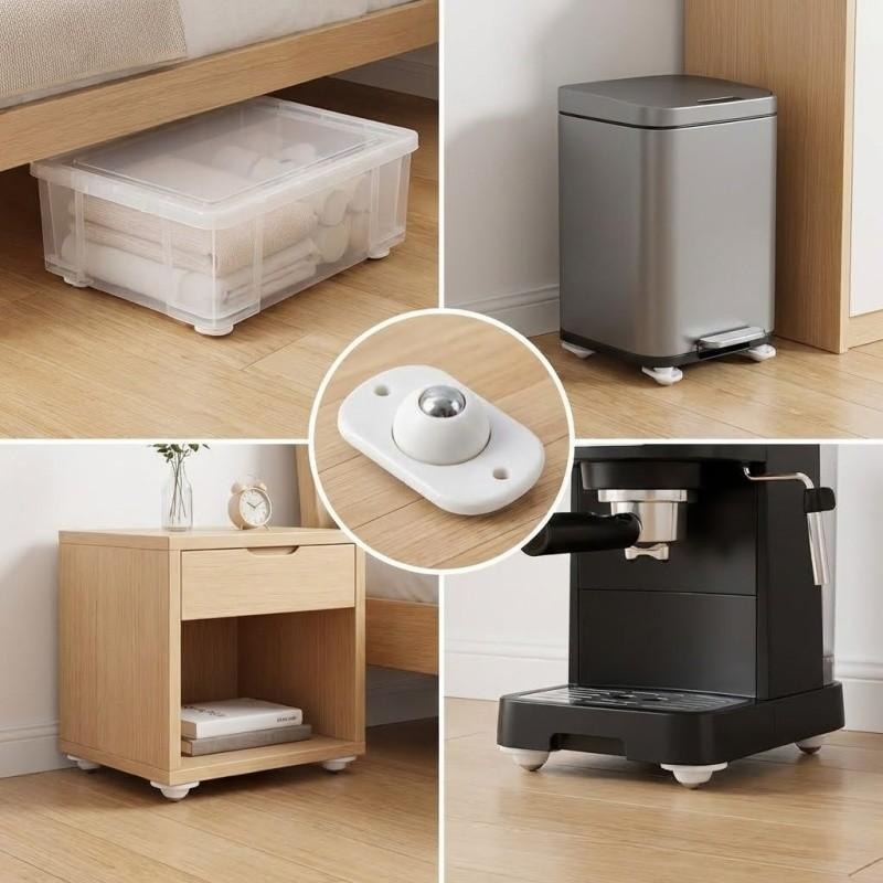 Kitchen Appliances White - 8 Rotelle Adesive Girevoli a 360°