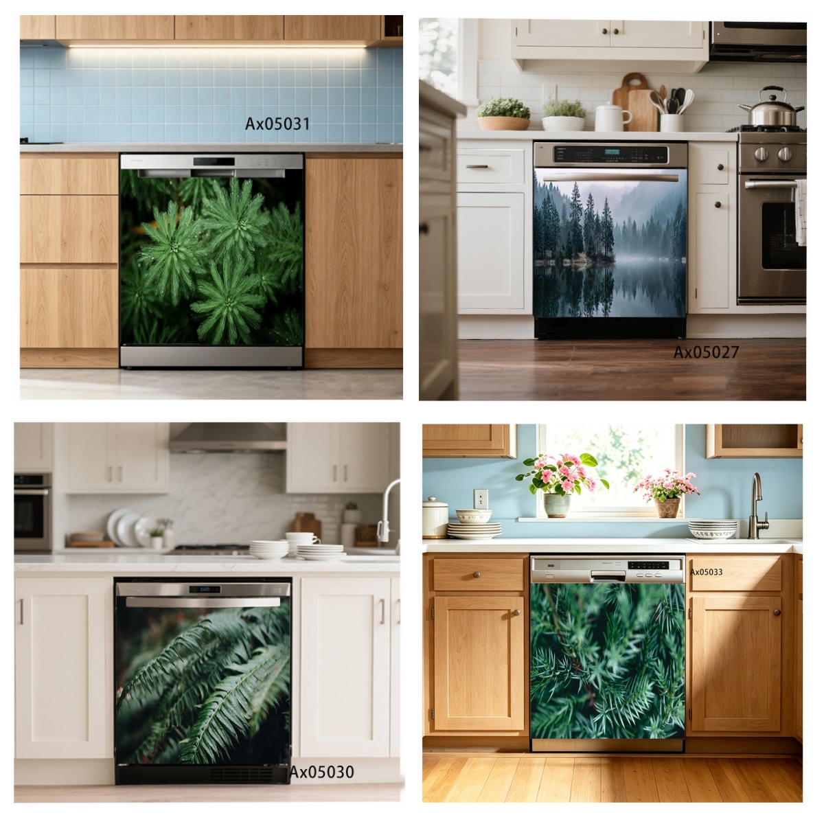 Kitchen Appliances Green - Adesivo per Lavastoviglie con Foglie di